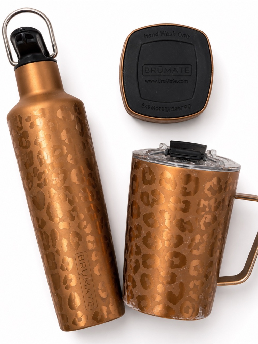 BRÜMATE Gold Leopard ReHydration Bottle & Toddy Matching Set